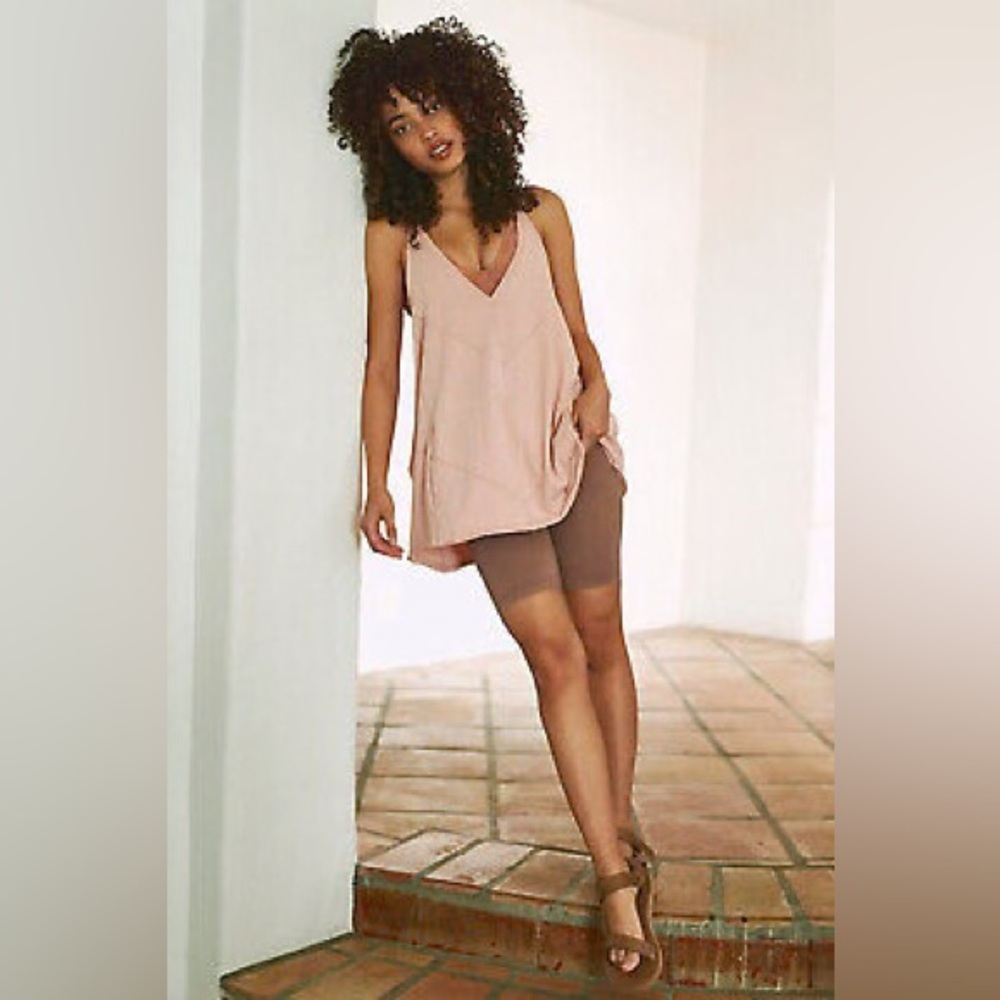 Free People Tell Me About It Tunic Dusty Pink V-Neck Tank Top